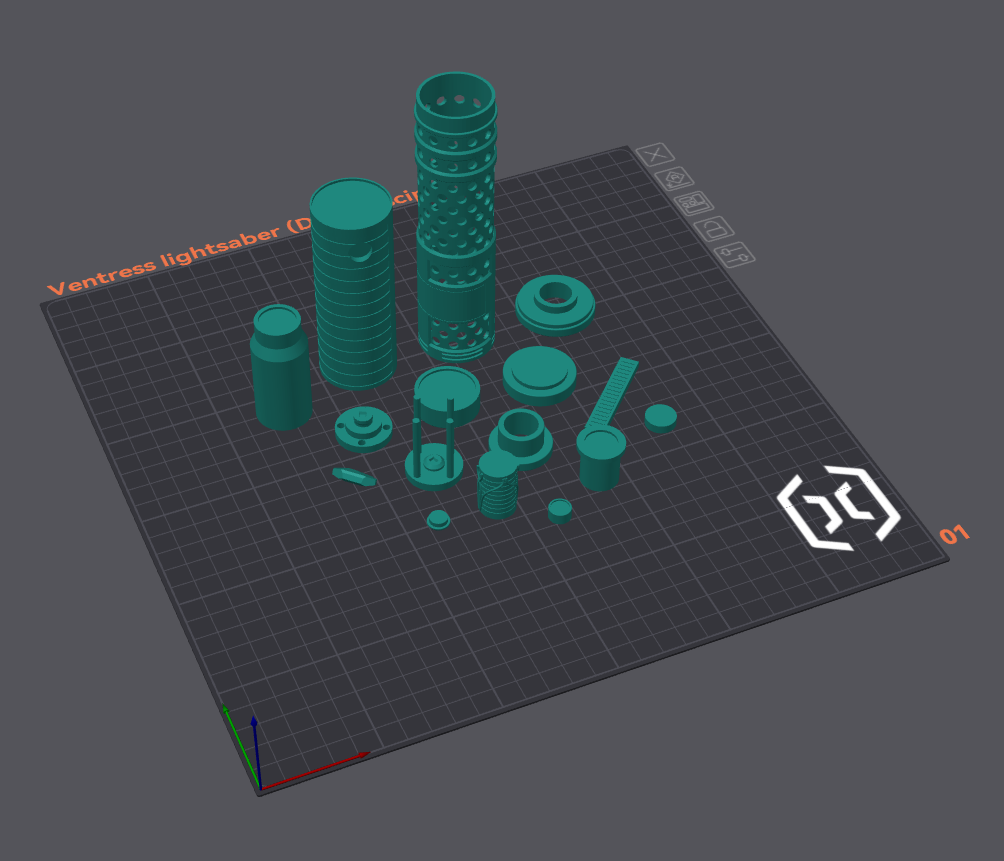 3D Printable Asajj Ventress Saber Parts Separated for Easy Painting and Assembly
