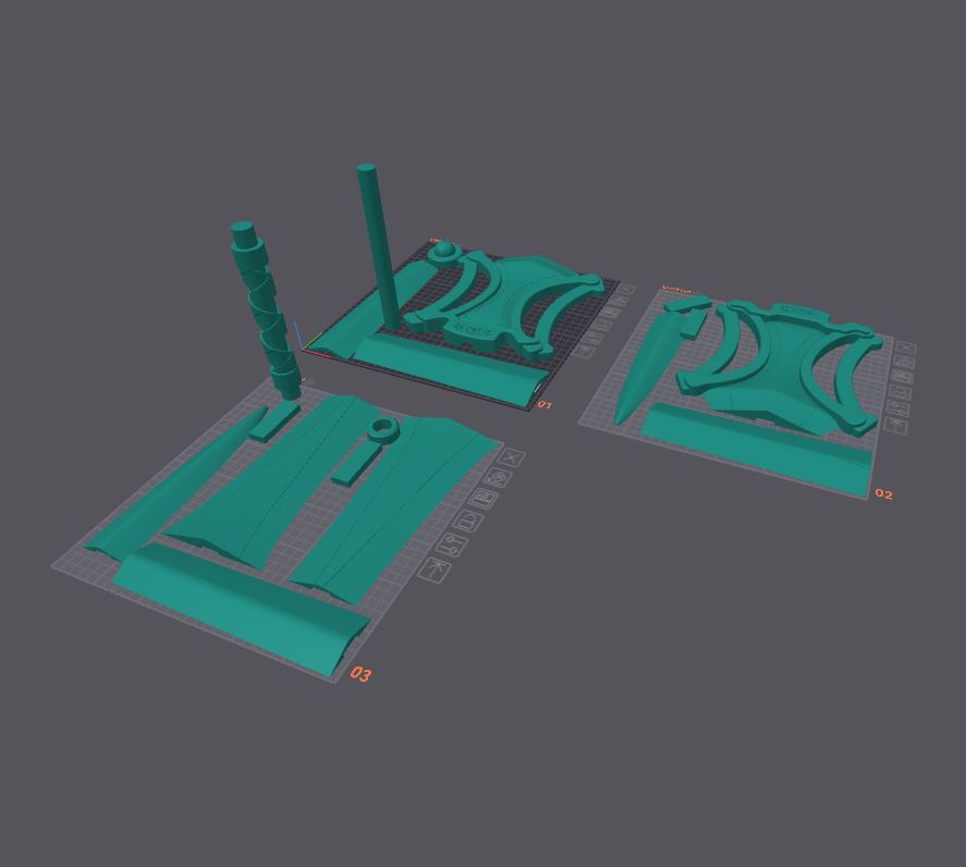3D Printable Power Sword Parts showing 8mm Pipe Reinforcement Assembly