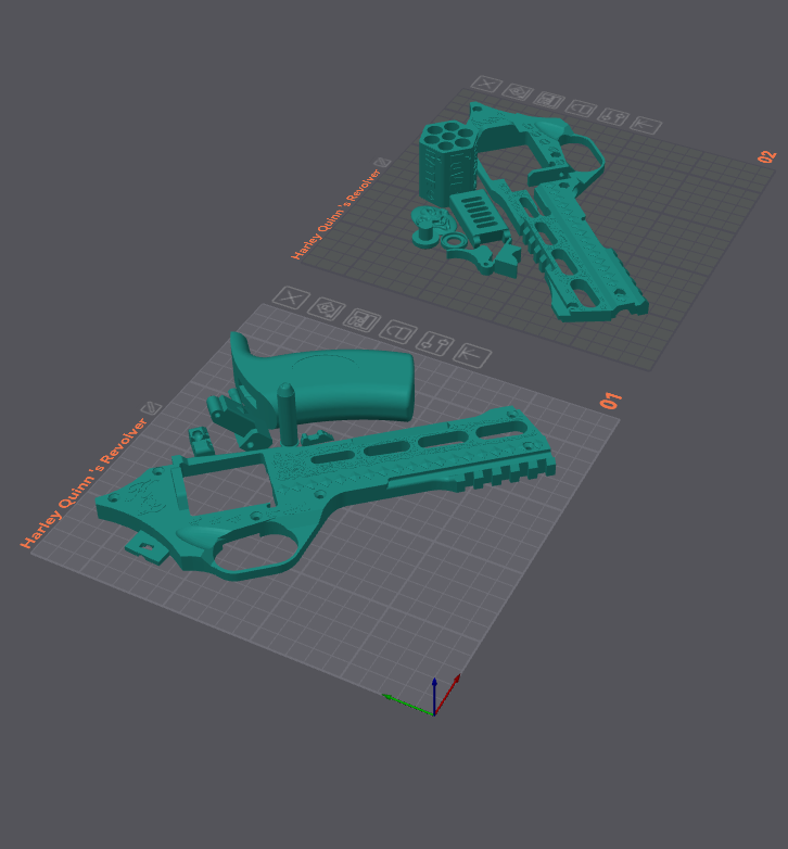 Harley Quinn Revolver & Stand STL - Cosplay 3D Print File