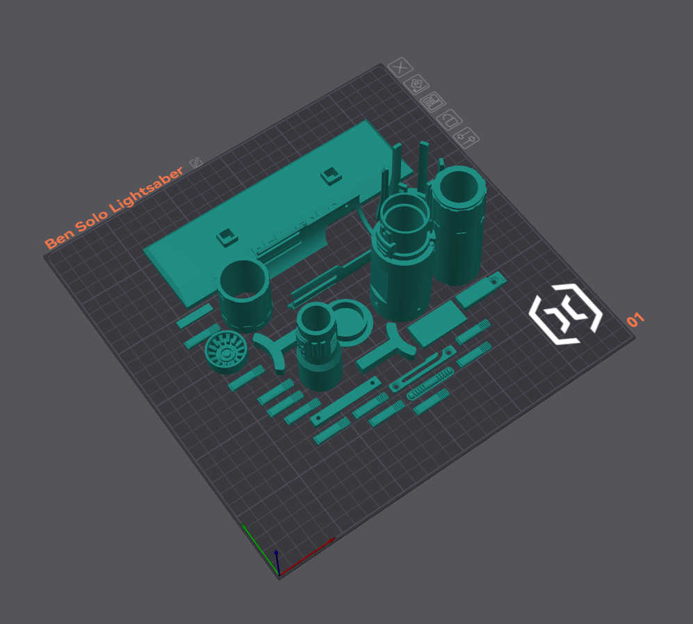 3D Printable Ben Solo Jedi Lightsaber Parts Separated for Easy Assembly and Painting