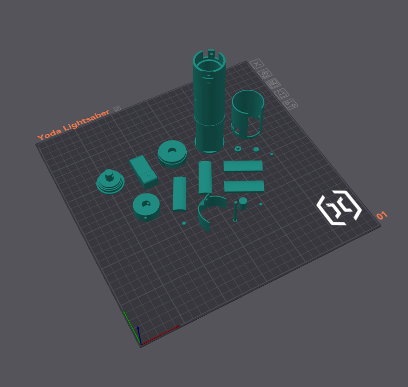 3D Printable Yoda Shoto Lightsaber Parts Separated for Easy Painting