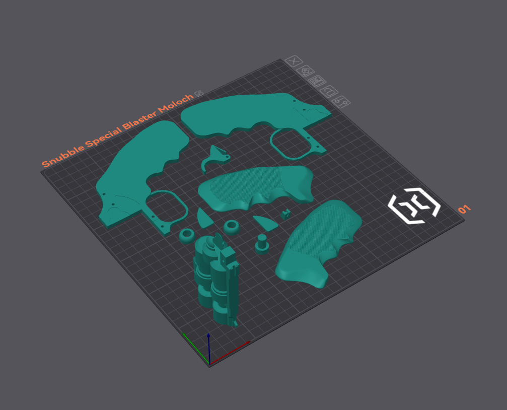 3D Printable Snubble Special Parts Separated for M3 Screw Assembly