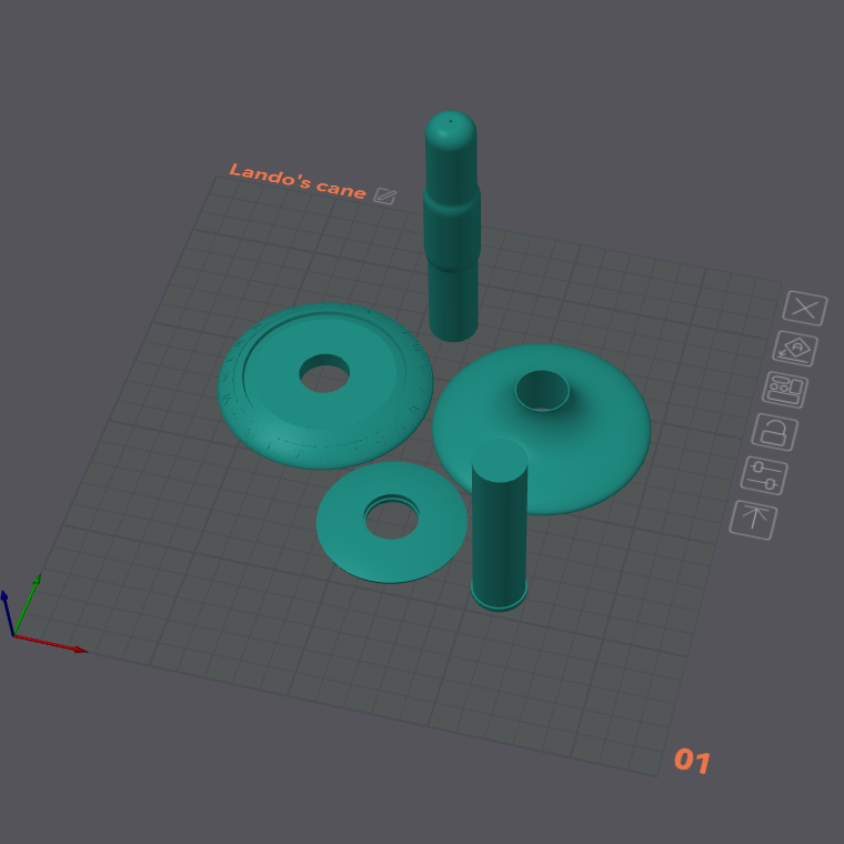 Star Wars Lando Calrissian Walking Cane Prop 3D Print STL File