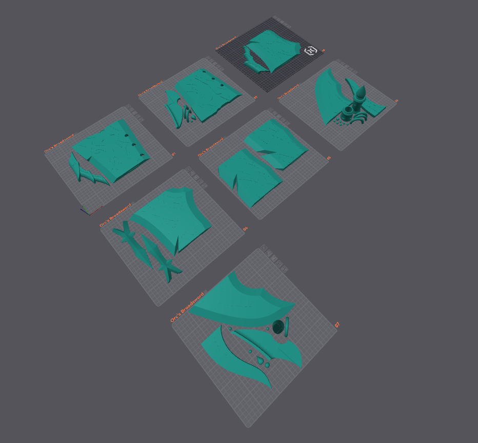 3D Printable Orc's Broadsword Parts Separated for Easy Painting and Assembly