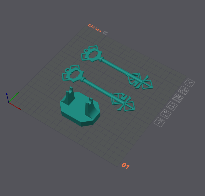 3D Printable Old Key Parts Separated for Easy Painting and Assembly