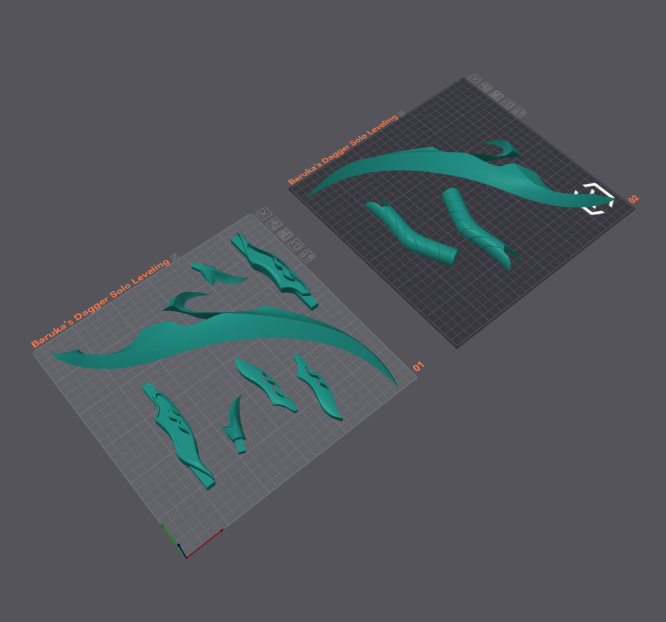 3D Printable Baruka Dagger Parts Separated for Easy Painting and Assembly