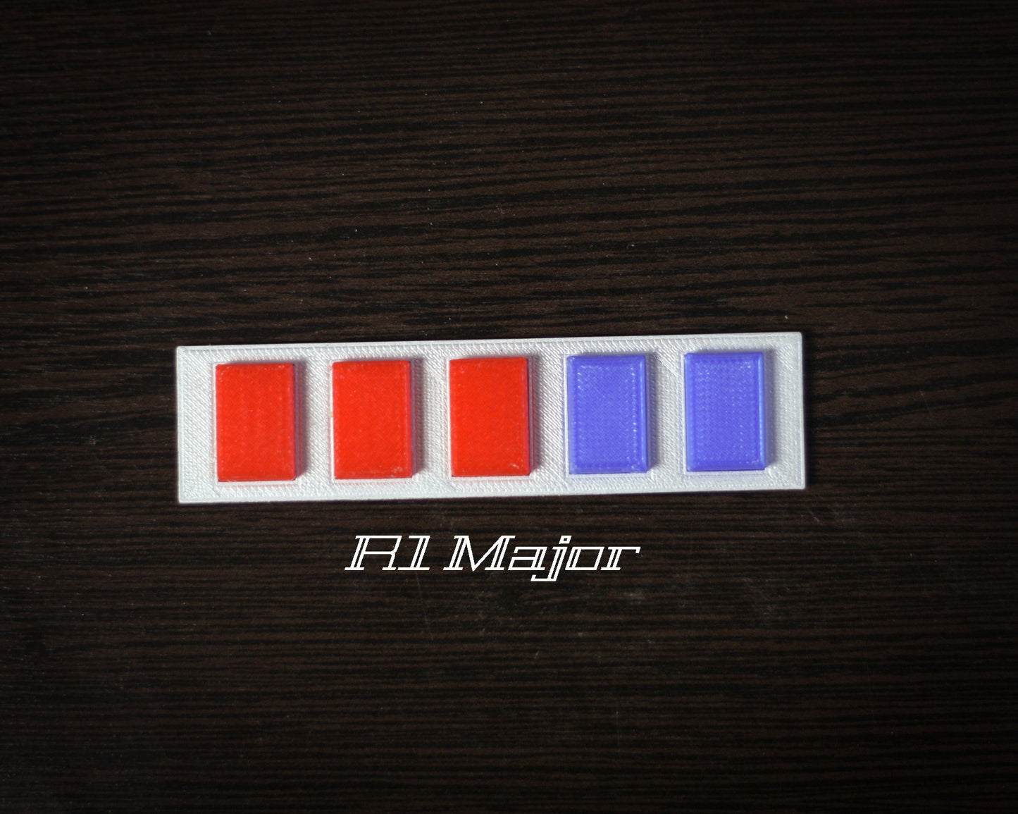 Detailed 1x1 inch units on a 3D printed Star Wars rank badge