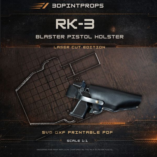 RK-3 blaster holster digital leathercraft pattern for Star Wars cosplay
