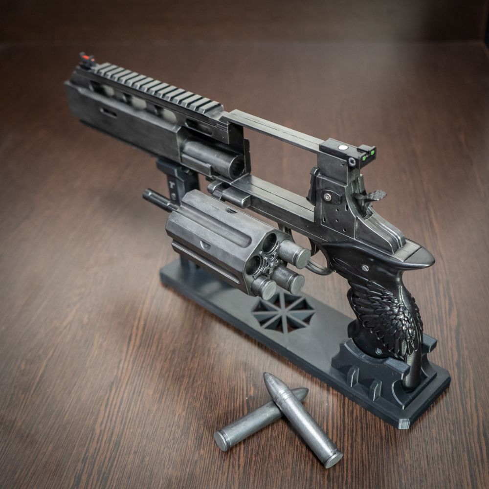 Requiem revolver display prop from Resident Evil game close up