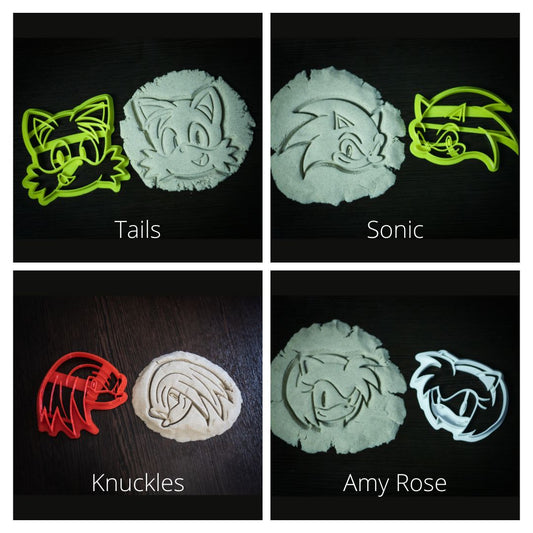 Full 4-piece Sonic the Hedgehog cookie cutter set including Tails Amy and Knuckles