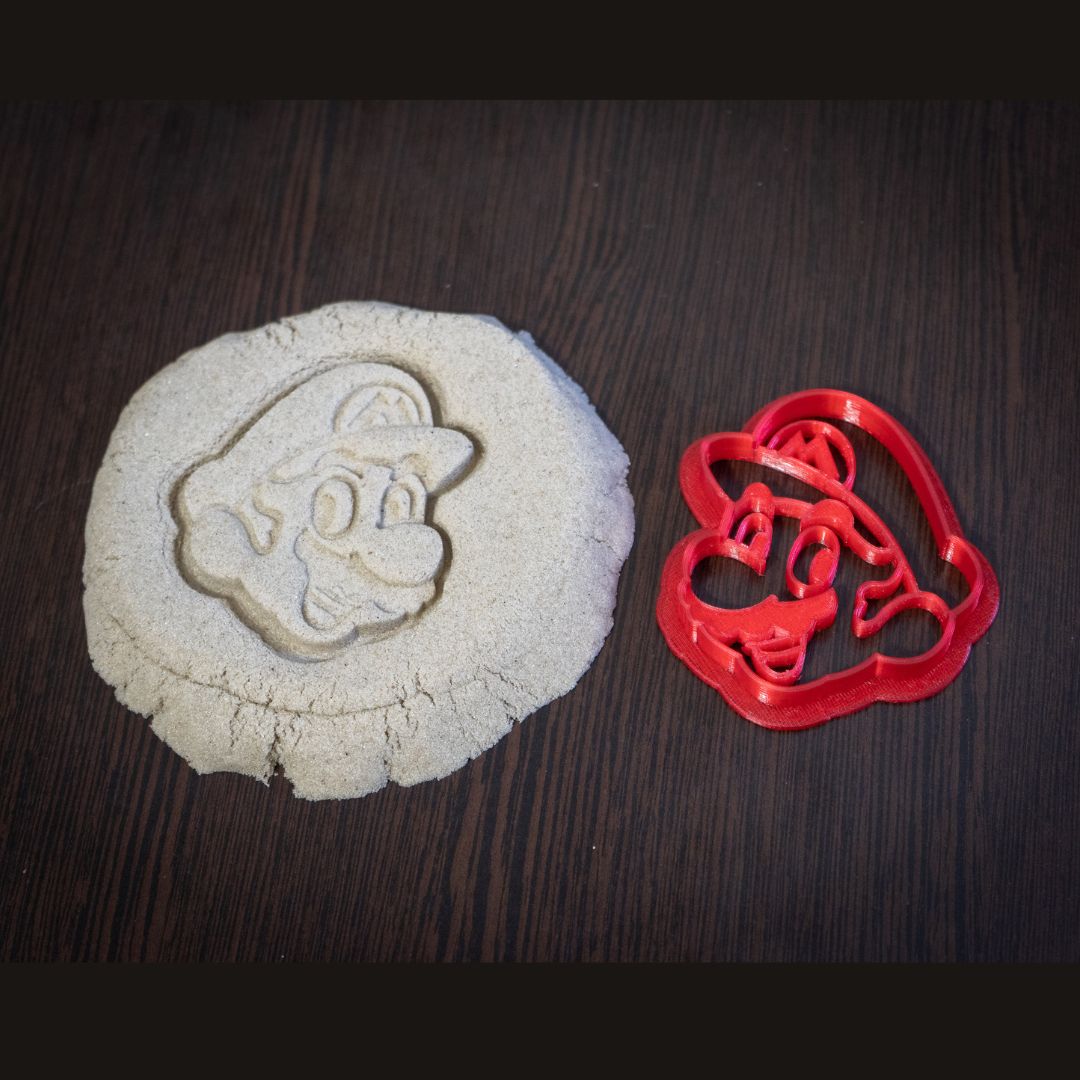 3D printed Mario character cookie cutter in sustainable red bio-plastic