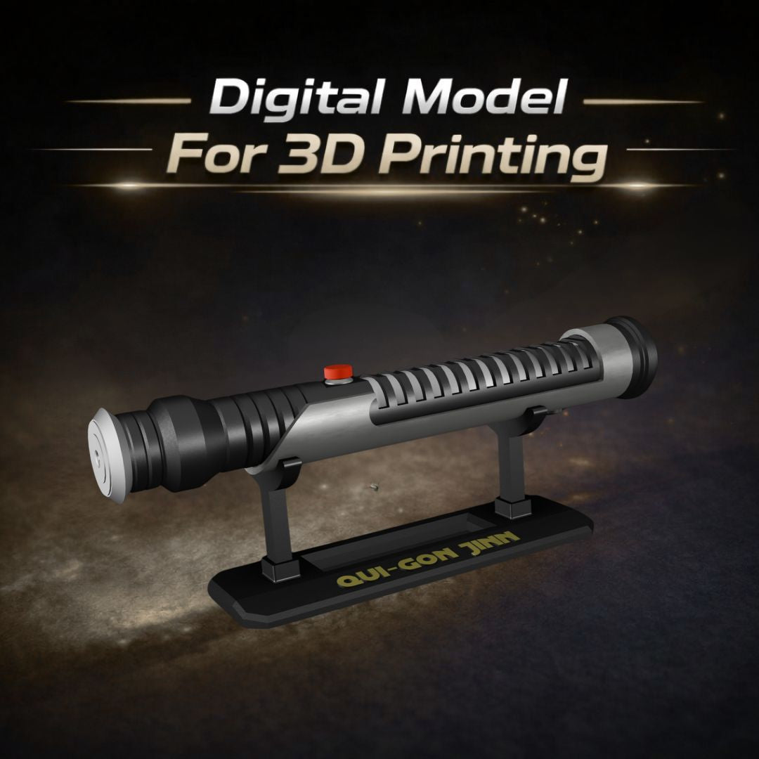 Star Wars Qui-Gon Jinn Lightsaber Prop with 3D Printable Display Stand STL File