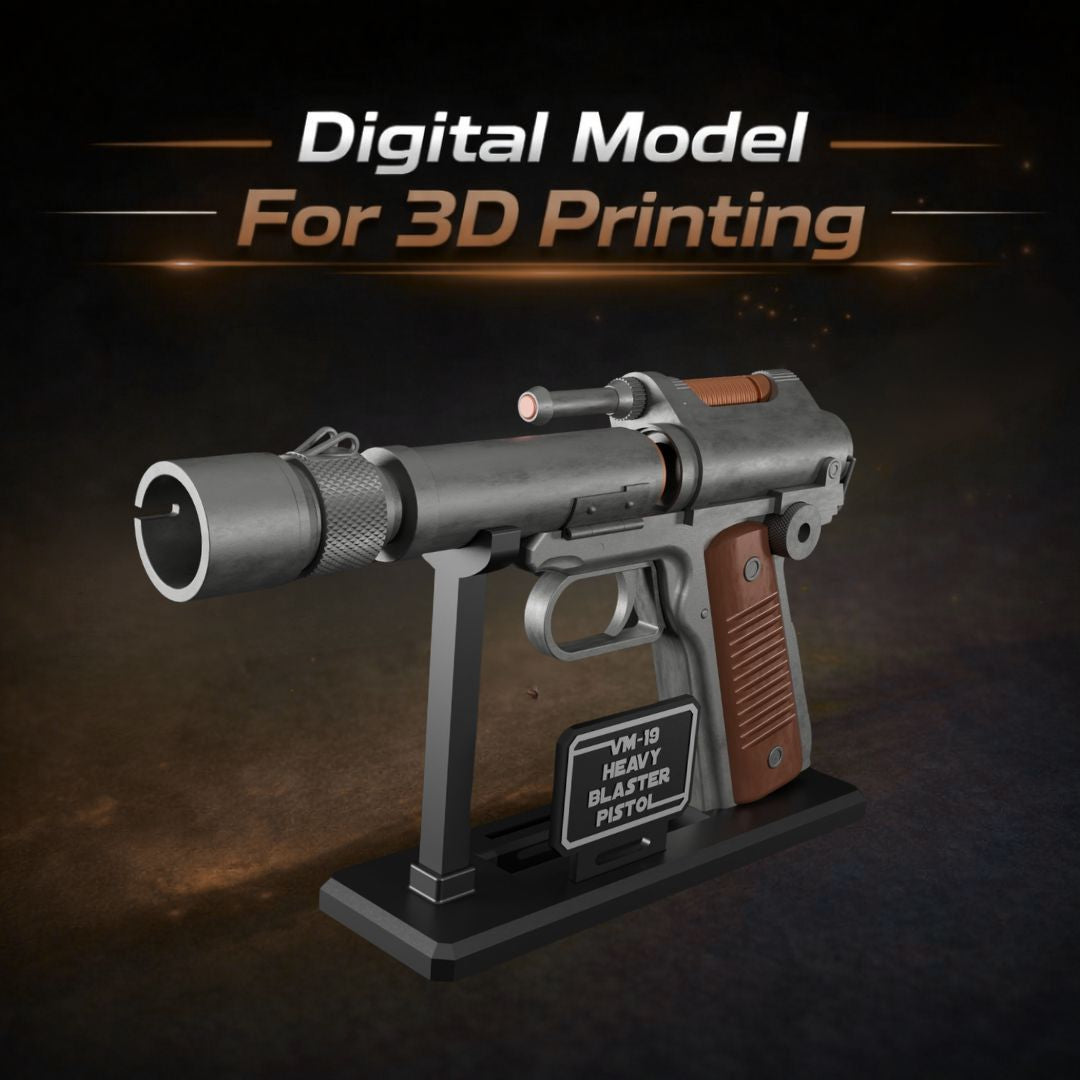 Kay Vess VM-19 Heavy Blaster Pistol & Stand STL - Star Wars Outlaws 3D Print File