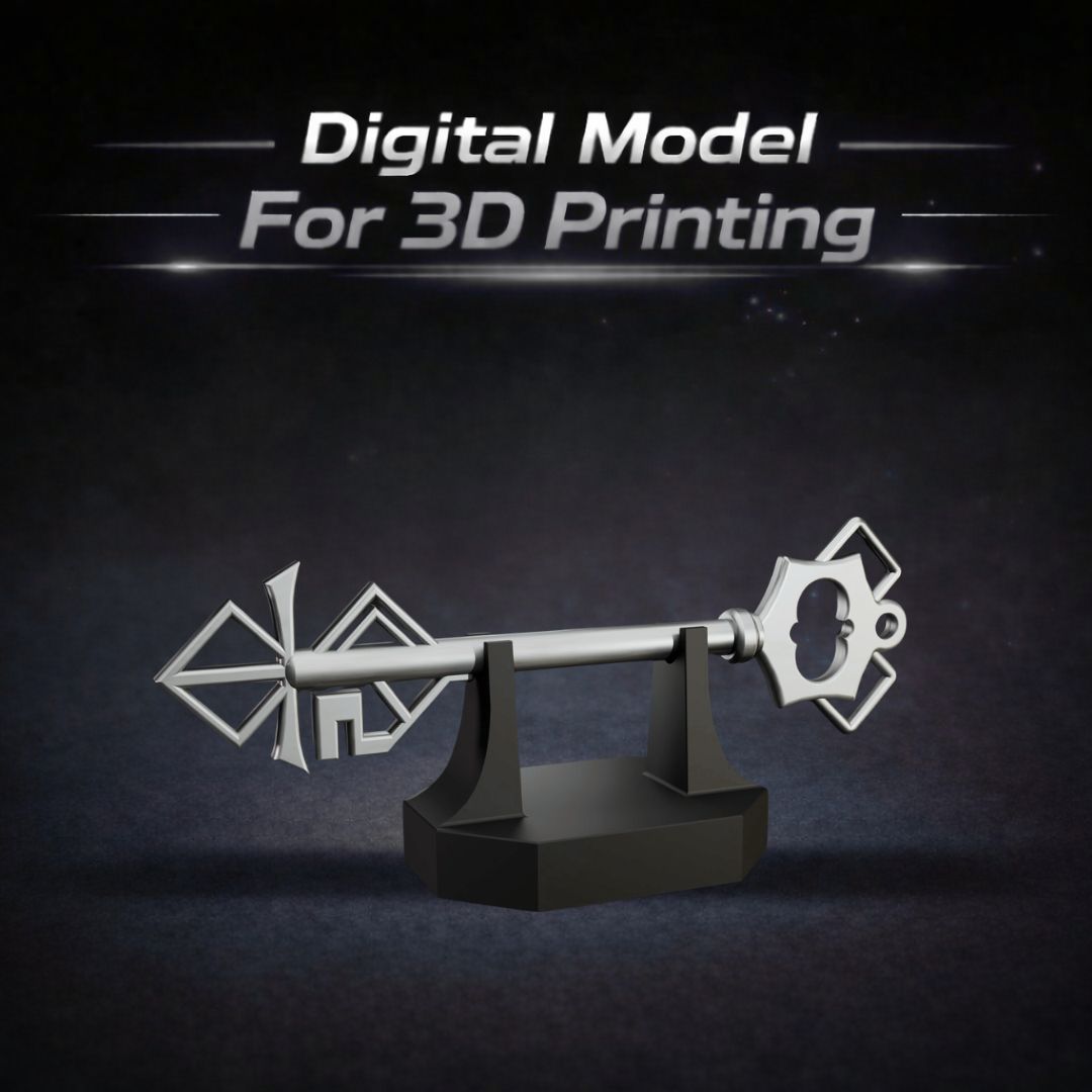 Clair Obscur Expedition 33 Old Key Prop with 3D Printable Display Stand STL File