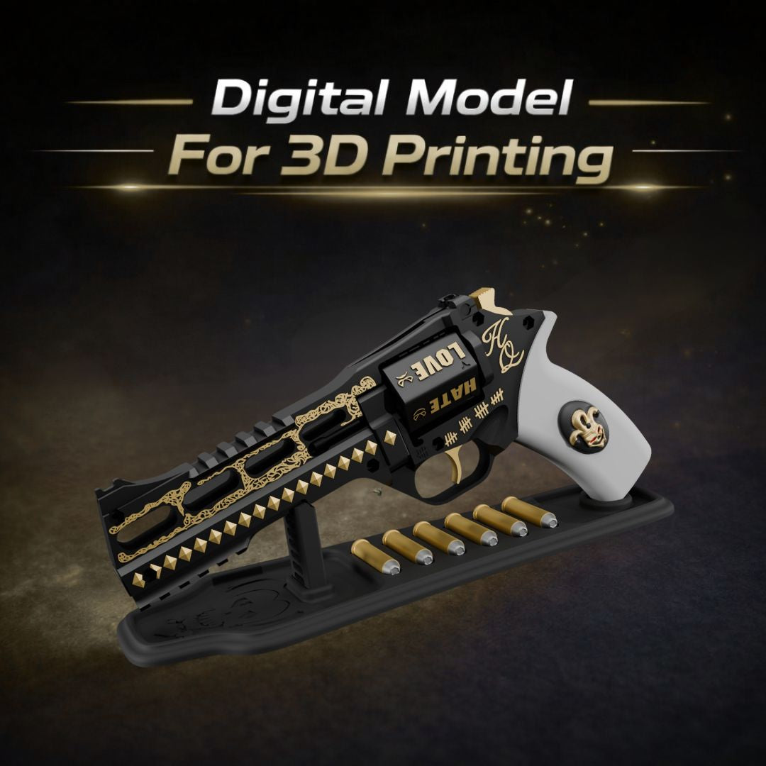 Harley Quinn Revolver & Stand STL - Cosplay 3D Print File