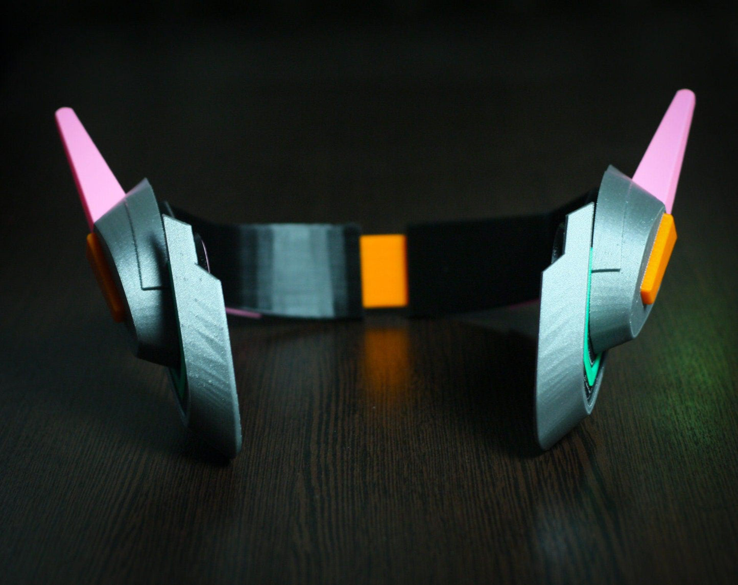 Officer Dva headset props cosplay headphones with pink and orange accents on black band