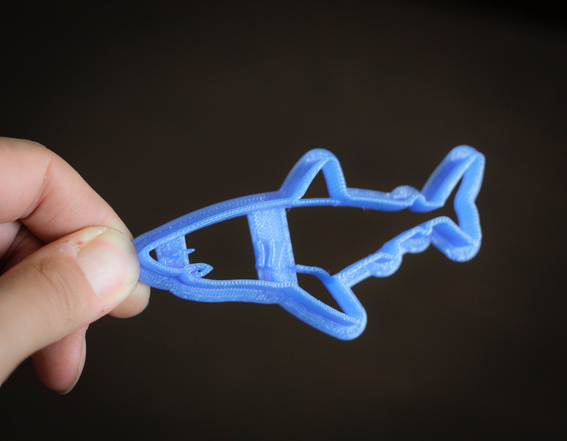 Eco-friendly 3D printed shark cookie cutter in various colors