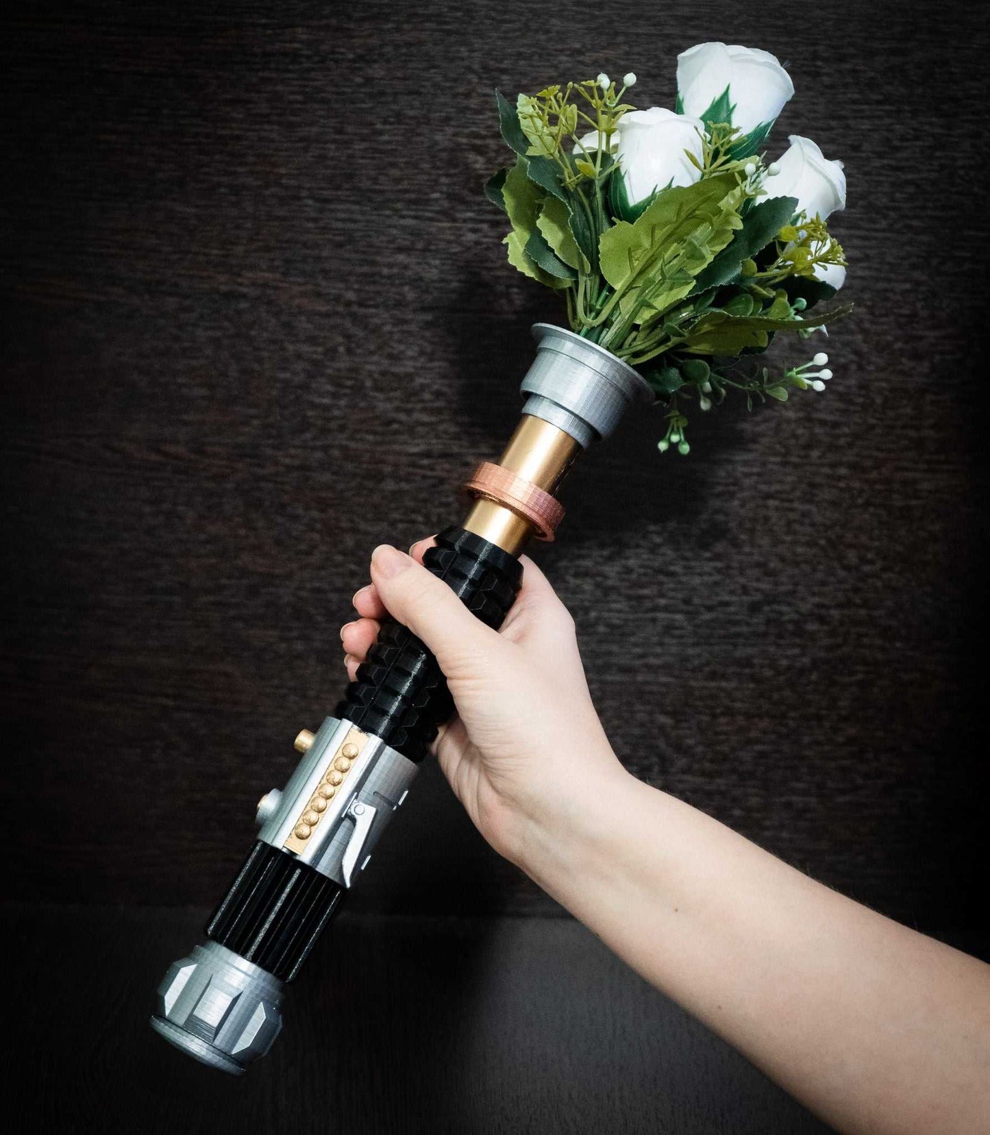 Star Wars Inspired Obi-Wan Kenobi's Lightsaber Bridal Bouquet Holder | Wedding Bouquet Lightsaber Holder | star wars wedding - 3DPrintProps